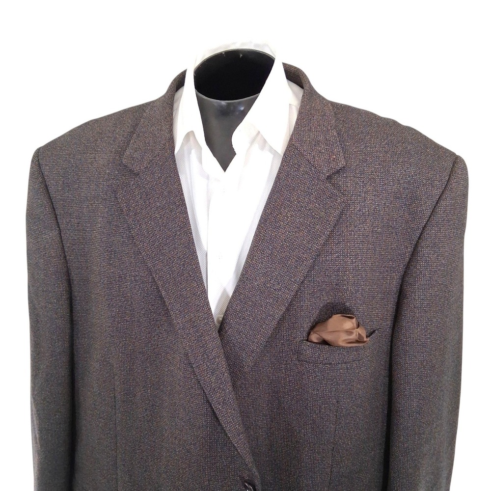 Pronto Uomo Blazer Mens 58R Brown Birdseye Textured Wool Two Button Sport Coat